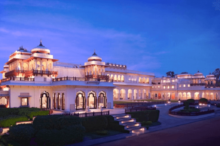 Luxury Heritage Palace Hotel Exterior at Night